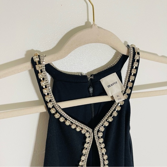 NEW Anthropologie Maeve Sleeveless Rhinestone Cutout Mini Dress Wedding Party - Picture 3 of 11